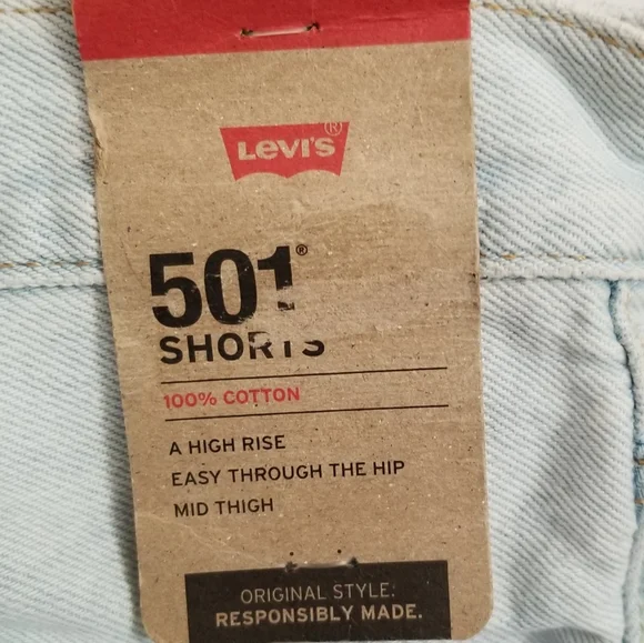 NWT Levi's 501 High Rise Light Wash Jean Shorts Size 31 - Picture 7 of 10